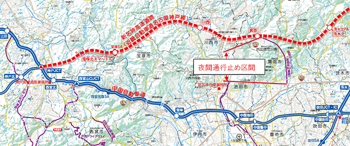 箕面有料道路通行止め位置図