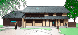富山の古民家を移築した丼・蕎麦専門店棟のイメージ