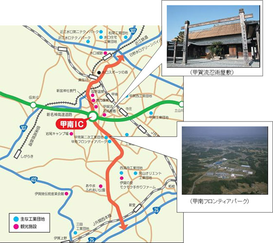 甲賀市中心部の周辺図