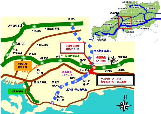 今回開通区間高屋JCT・IC 位置図