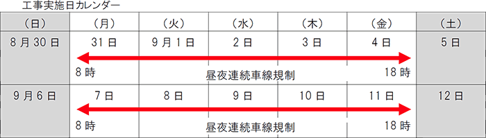 工事実施日カレンダー