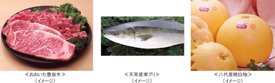 おおいた豊後牛（イメージ）天草産寒ブリ（イメージ）八代産晩白柚（イメージ）