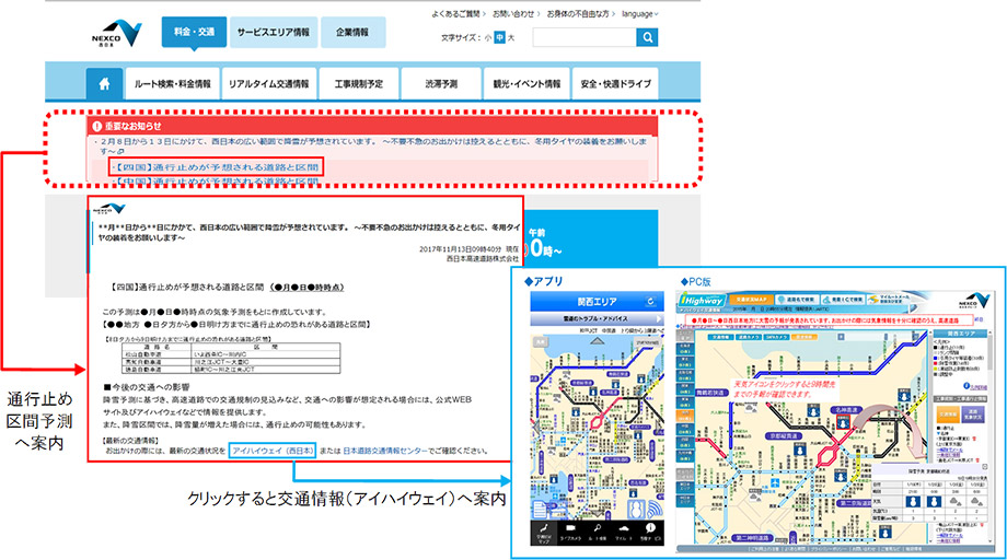 ウェブサイトによる事前広報イメージ（緊急事象）