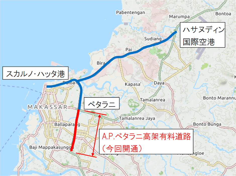 A.P.ペタラニ高架有料道路の建設区間（2018年4月建設開始）
