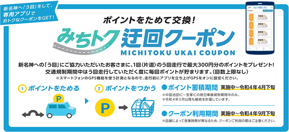新名神う回キャンペーン『みちトク迂回クーポン』