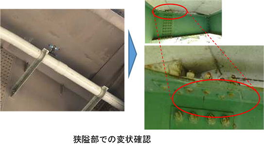 狭隘部での変状確認