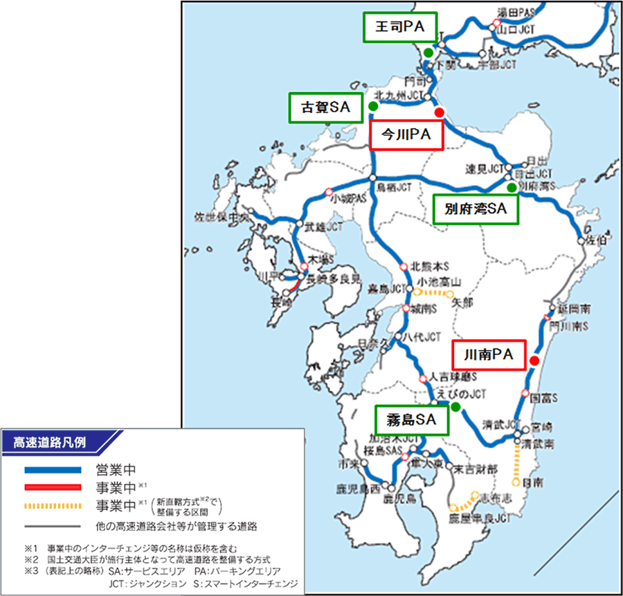 ガソリンスタンドがあるSA・PA施設間距離