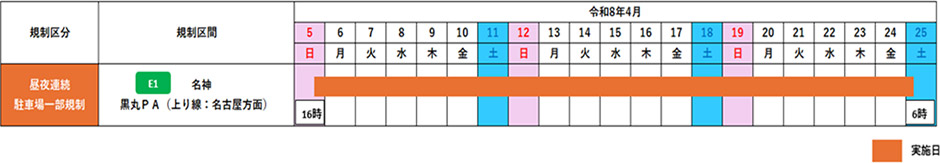 昼夜連続駐車場一部規制
