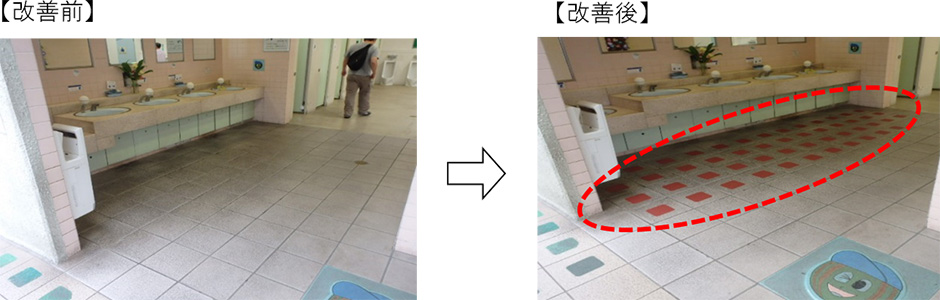 E3九州道 北熊本SA（下り線）トイレの洗面台付近の床の改善について ［トイレ関係（安全対策）］
