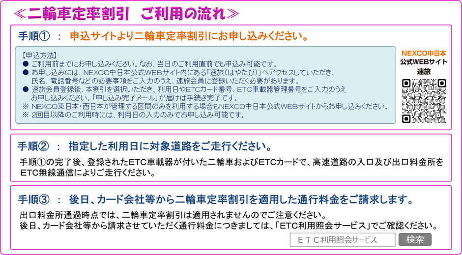 二輪車定率割引　ご利用の流れ