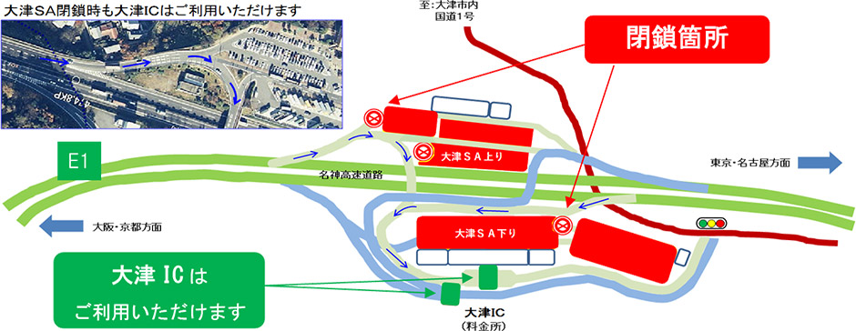 大津SA閉鎖の概要