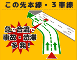 急な合流で事故・渋滞多発！