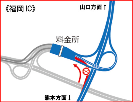 出口閉鎖(上り線:山口方面) 位置図