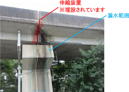橋梁付属物 伸縮装置漏水状況