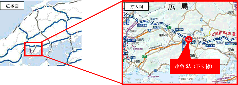山陽自動車道小谷サービスエリア（下り線）位置図
